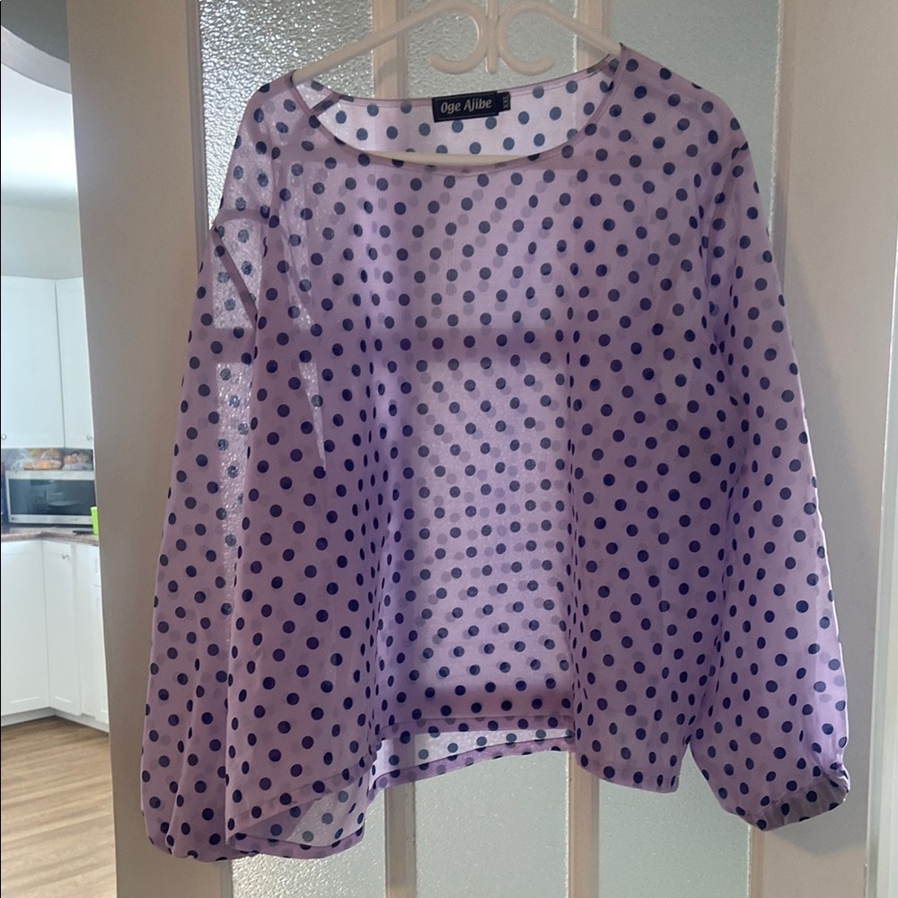 Lavender Sheer Polka Dot Blouse 🇨🇦